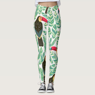 Toucans, tropische bladeren, decoratief patroon. leggings