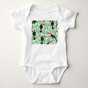 Toucans, tropische bladeren, decoratief patroon. romper
