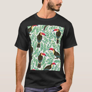 Toucans, tropische bladeren, decoratief patroon. t-shirt