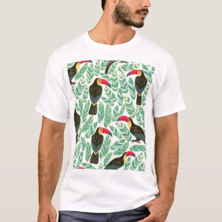 Toucans, tropische bladeren, decoratief patroon. t-shirt