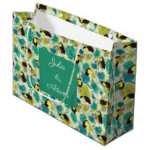 Toucans White Gift Bag Groot Cadeauzakje (Voorkant Gekanteld)