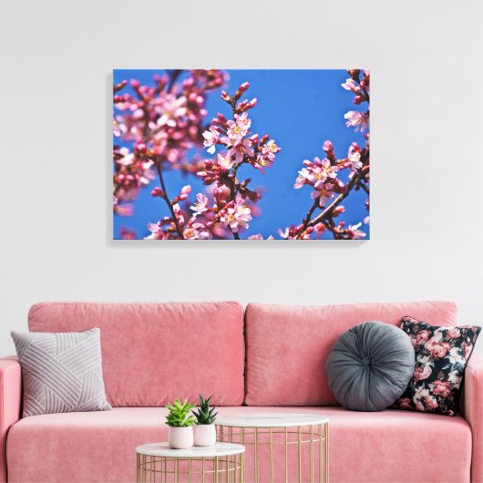 Touch Blue Japans Cherry Blossom Canvas Afdruk (Insitu (Woonkamer))
