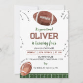 Touch Down Football 1e Verjaardagsuitnodiging Kaart (Voorkant)