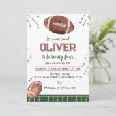 Touch Down Football 1e Verjaardagsuitnodiging Kaart (Staand voorkant)