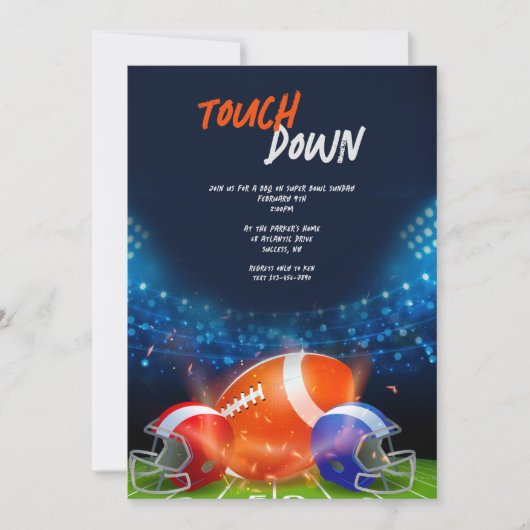 Touch Down Football Party Kaart (Voorkant)