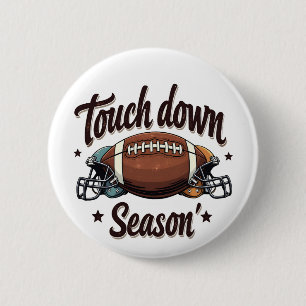 Touch Down Season Fantasy Football Rugby Gift Ronde Button 5,7 Cm