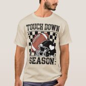 Touch Down Season Football Helmet & Ball Checkered T-shirt (Voorkant)