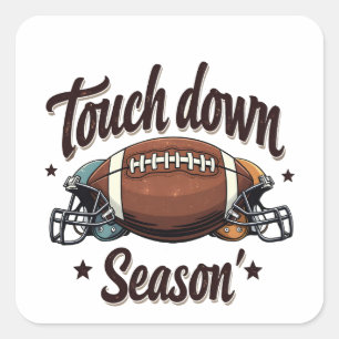 Touch Down Seizoen Fantasy Football Rugby Cadeau  Vierkante Sticker