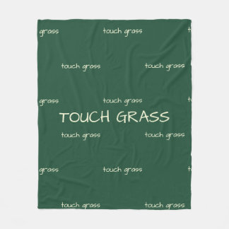 Touch Grass Minimalist Sage Green Fleece Blanket - Deken