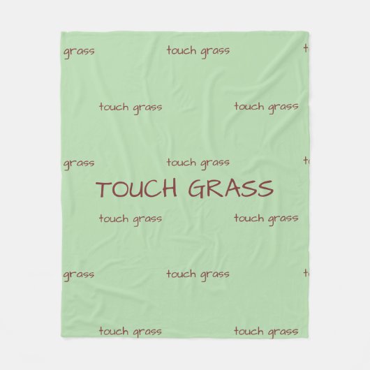 Touch Grass Minimalistische Sagegroene Fleece Deke Deken (Voorkant)