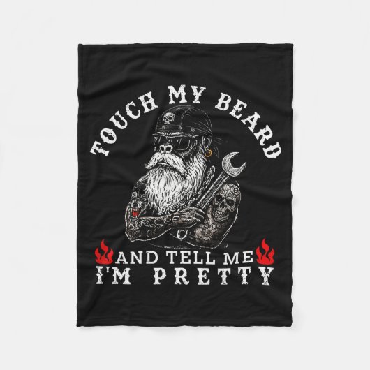Touch My Beard And Tell Me I'm Pretty Monkey Funny Fleece Deken (Voorkant)