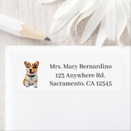 Touch of Charm Schattige Corgi Aanpasbare Retour Etiket