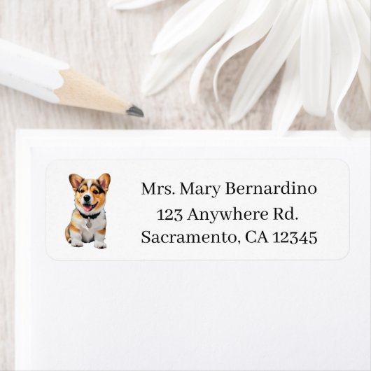 Touch of Charm Schattige Corgi Aanpasbare Retour  Etiket (Insitu)
