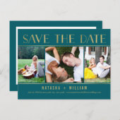 Touch of Gold EDITABLE COLLAGE Kleurenopslag De da Aankondigingskaart (Voorkant / Achterkant)