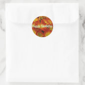 Touch of Herfst, Happy Birthday, oranje moeders Ronde Sticker (Tas)