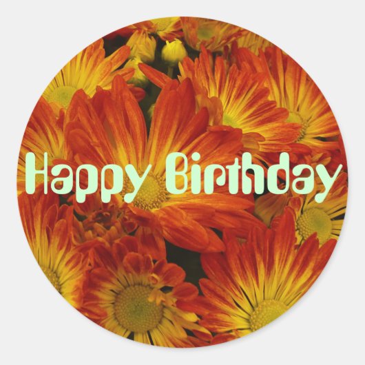 Touch of Herfst, Happy Birthday, oranje moeders Ronde Sticker (Voorkant)