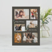 Touch of Holly Minimal Fotocollage Grijs Feestdagenkaart (Staand voorkant)