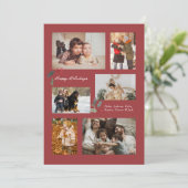 Touch of Holly Minimal Fotocollage Rood Feestdagenkaart (Staand voorkant)