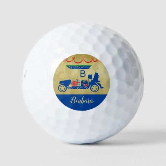 Touch of Kerstmis Golf Cart Monogram Name Golfballen (Voorkant)