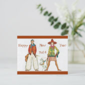 Touch of Old West New Year Feestdagenkaart (Staand voorkant)