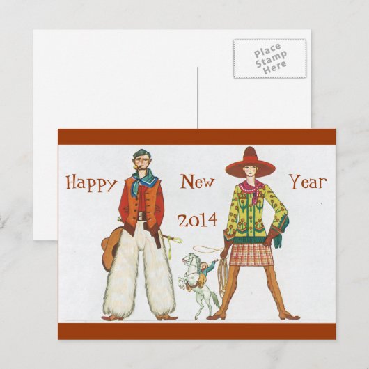 Touch of Old West New Year Feestdagenkaart (Voorkant / Achterkant)