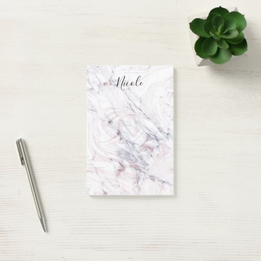 Touch of Roos White & Grey Marble Trendy Chic Post-it® Notes (Kantoor)