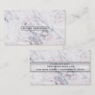 Touch of Roos White & Grey Marble Trendy Chic Visitekaartje