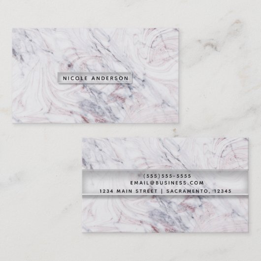 Touch of Roos White & Grey Marble Trendy Chic Visitekaartje (Voorkant / Achterkant)