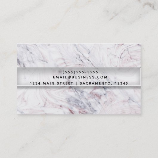 Touch of Roos White & Grey Marble Trendy Chic Visitekaartje (Achterkant)