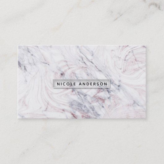 Touch of Roos White & Grey Marble Trendy Chic Visitekaartje (Voorkant)