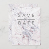 Touch of Roos Wit Grijs Marmer Save the Date Aankondigingskaart (Voorkant / Achterkant)
