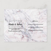 Touch of Roos Wit Grijs Marmer Save the Date Aankondigingskaart (Achterkant)