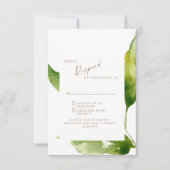 Touch of Spring Foliage Gold & White RSVP Card (Voorkant)