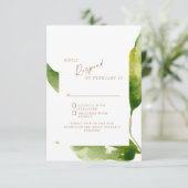 Touch of Spring Foliage Gold & White RSVP Card (Staand voorkant)