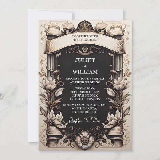 Touch Papyrus Retro Vellum Overlay Bruiloft Kaart (Voorkant)