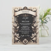 Touch Papyrus  Retro Vellum Overlay Bruiloft Kaart (Staand voorkant)