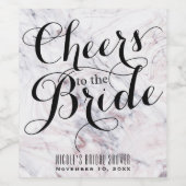 Touch Roos White & Grey Marble Swirl Chic Wine Wijn Etiket (Enkel label)