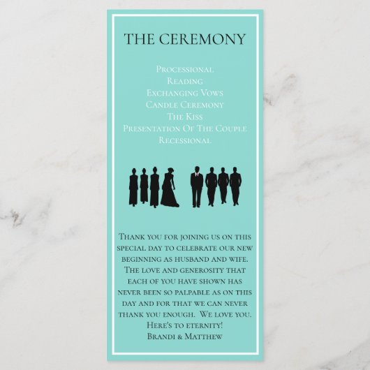 Touch Silver Wedding Suite Bridal Party Ceremonie Programmakaart (Achterkant)