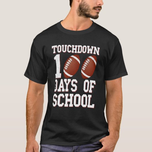 Touchdown 100 Days Of School Football 100th Day Bo T-shirt (Voorkant)