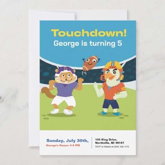 Touchdown American Football Kinderverjaardag Kaart (Voorkant)