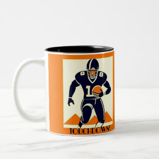 Touchdown Amerikaans Football Art Deco Graphic Tweekleurige Koffiemok
