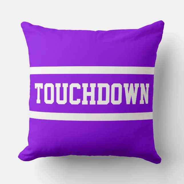TOUCHDOWN Athletic Fun Bright Purple White Stripes Kussen (Voorkant)