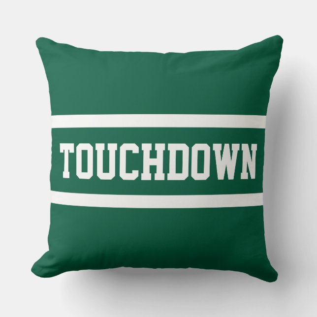 TOUCHDOWN Atletisch Jager Groene Witte Strepen Kussen (Voorkant)