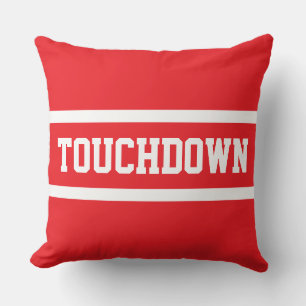 TOUCHDOWN Atletisch Kordaat Helder Rood Wit Strepe Kussen