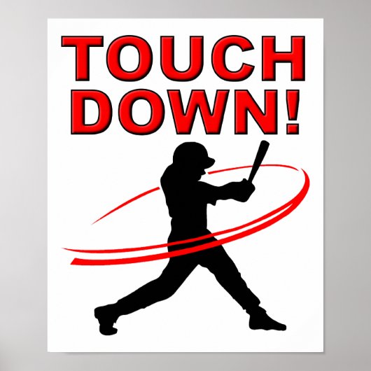 Touchdown Baseball Grappige Poster (Voorkant)