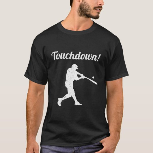 Touchdown Baseball Honkbalspeler T-shirt (Voorkant)