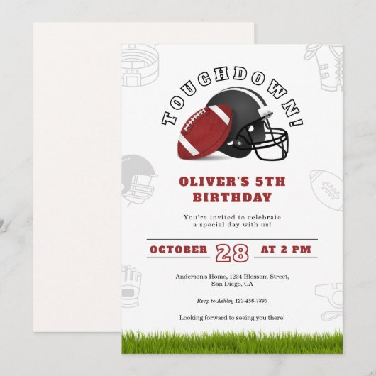 Touchdown Birthday Kaart (Voorkant / Achterkant)