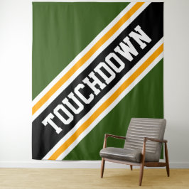 TOUCHDOWN Bold Groen Zwart Geel Racing Stripes Wandkleed