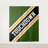 TOUCHDOWN Bold Groen Zwart Geel Racing Stripes Wandkleed (Voorkant)