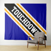 TOUCHDOWN Bold Navy Blauw Geel Wit Strepen Wandkleed (In Situ (horizontaal))